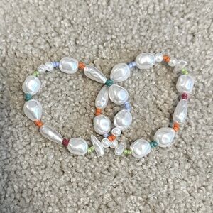 Beaded Bracelet Set Pearl Like